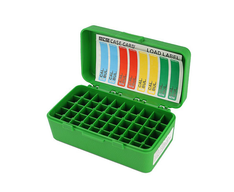 Caixa Munições MTM Case Garde Cal 38 capacidade 50unds - Verde Militar