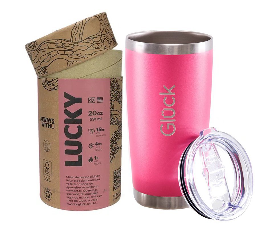 Copo Térmico Para Cerveja Lucky 591ml Inox Old Pink - Gluck