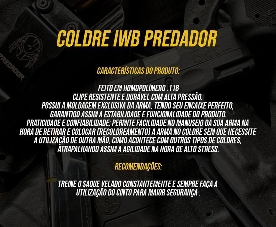 Coldre Predador Velado Glock 19/25 Gen 5