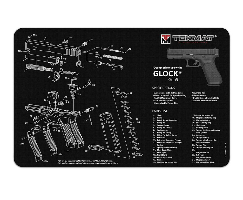 Tapete Para Limpeza de Armas - Glock G5 28x42cm
