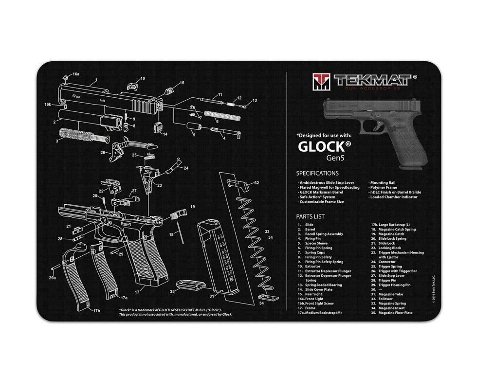 Tapete Para Limpeza de Armas - Glock G5 28x42cm