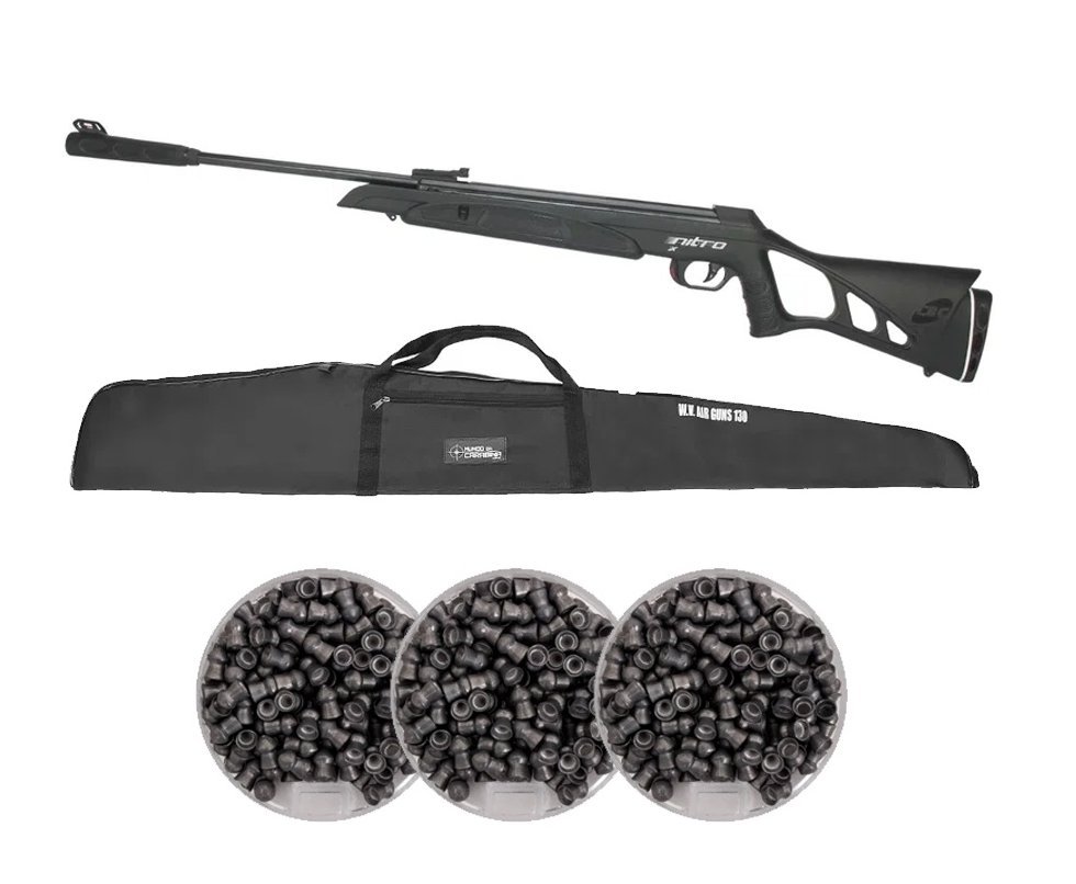 Carabina De Pressão Cbc Nitro-x 1000 - Calibre 5,5 Mm - Oxidada + 3 Chumbinhos + Capa