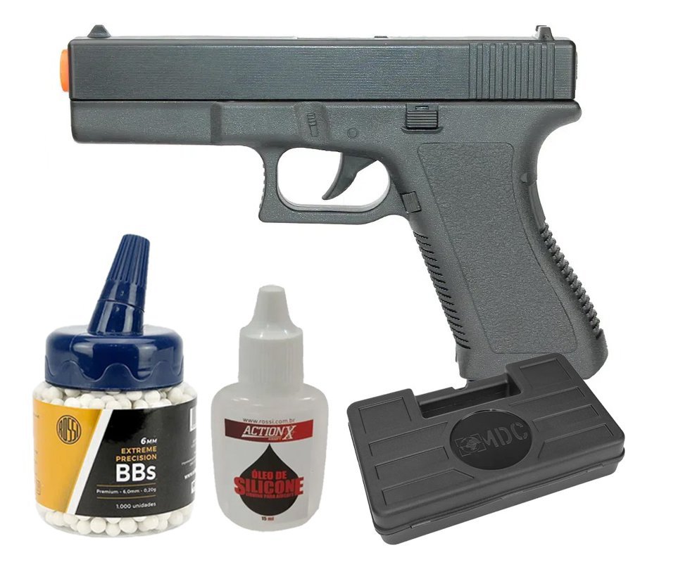 Pistola De Airsoft Vigor Glock Gk-v307 Spring Cal 6mm Rossi + 1000bbs + Case