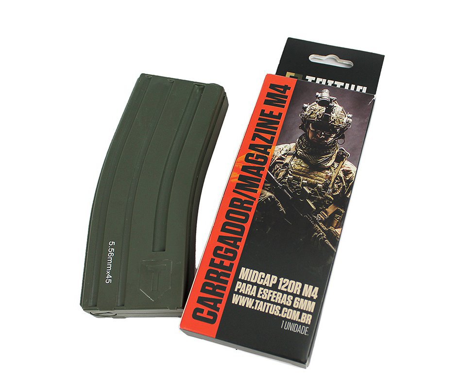 Magazines Midcap M4/m16 120bbs Verde - Taitus Airsoft