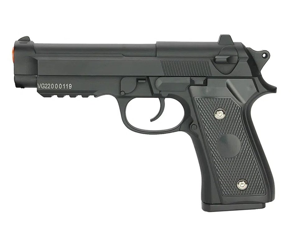 Pistola de Airsoft PT92 V22 Full Metal Spring 6mm - Vigor + Case + 1000Bbs
