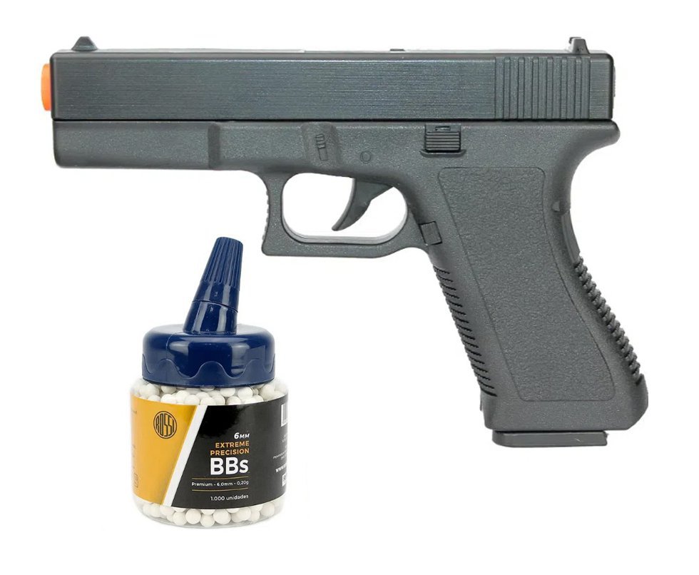 Pistola De Airsoft Vigor Glock Gk-v307 Spring Cal 6mm Rossi + 1000 Esfera BBs
