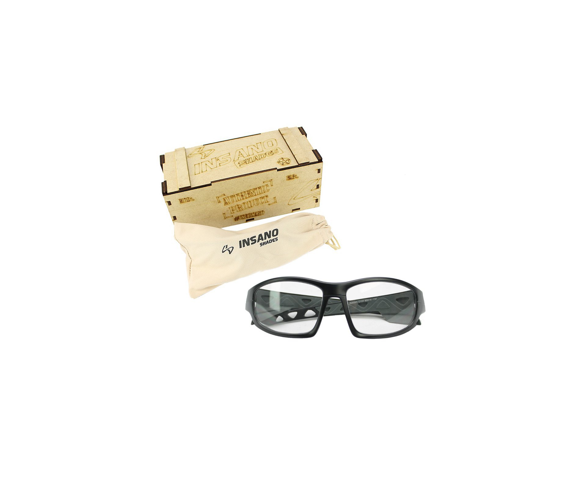 Óculos Balístico com Armação Preto Fosco - Lente Transparente 01- Insano Shades Armação