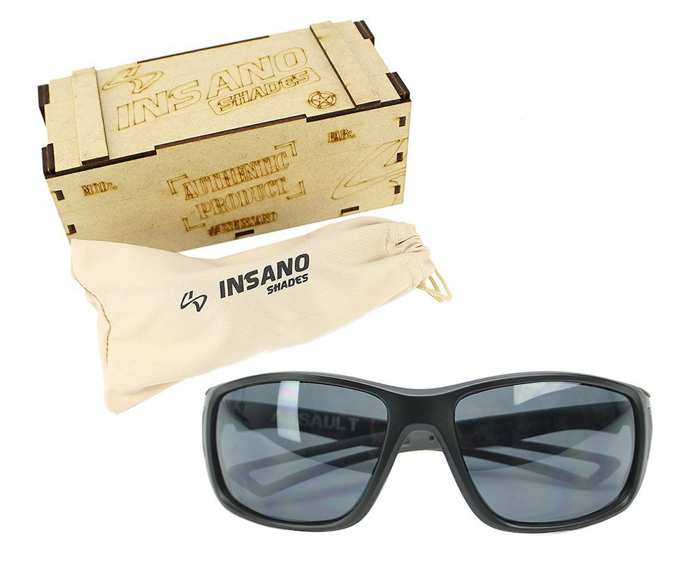 Óculos Balístico com Armação Preto Fosco - Lente Preta 20545 - C123- Insano Shades Armação