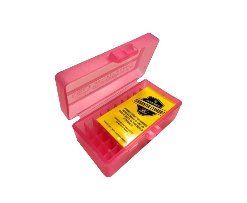 Caixa Para Munição Combat Cal .22 LR/ .380 / 9mm capacidade 50unds - Rosa