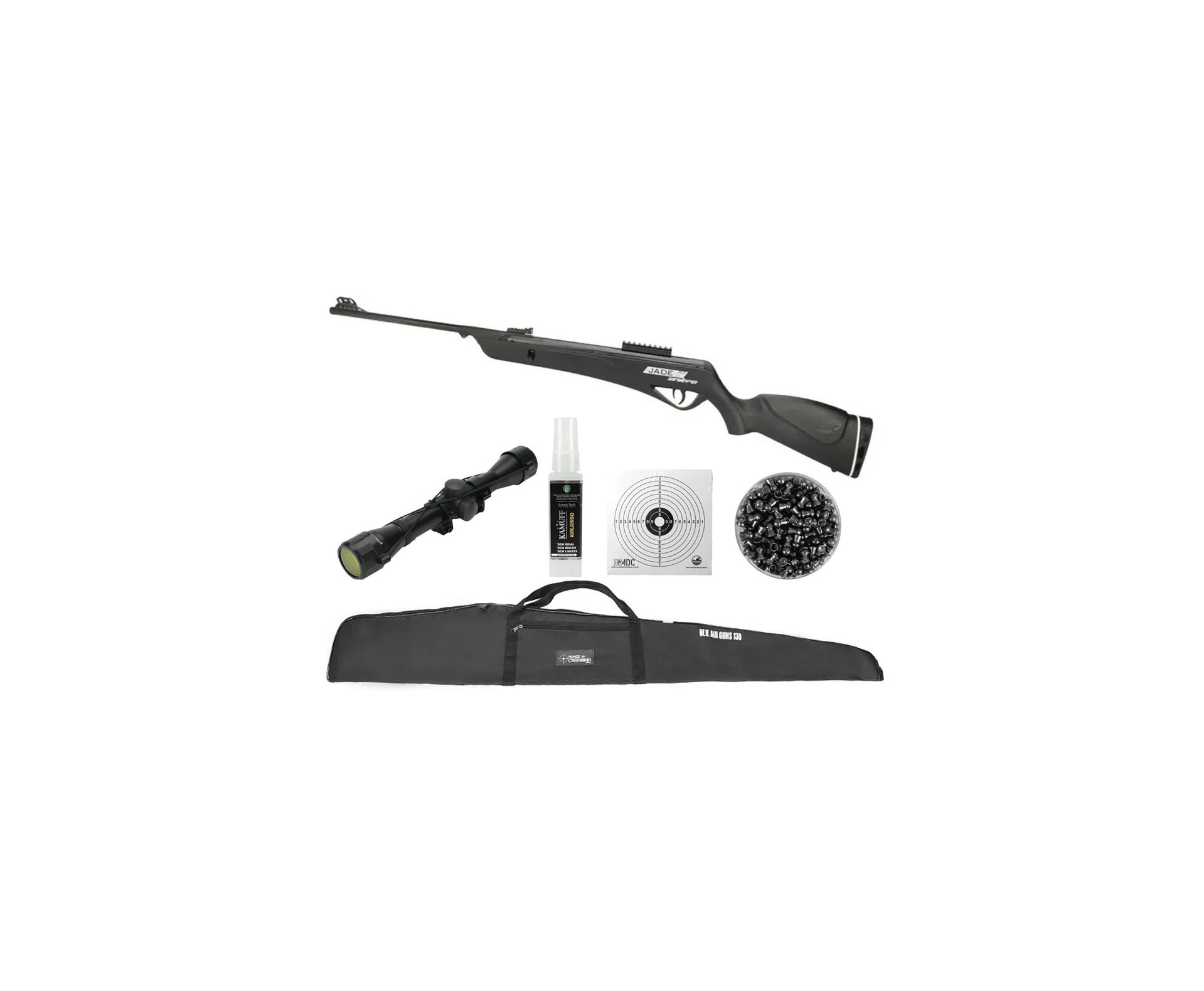 Carabina de Pressão CBC Jade Pro Nitro 6.35mm Preta + Luneta 4x32 + Capa + Chumbinho