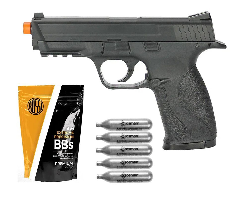Pistola de Airsoft CO2 S&W MP40 Cal 6mm KWC Rossi + CO2 + BBs