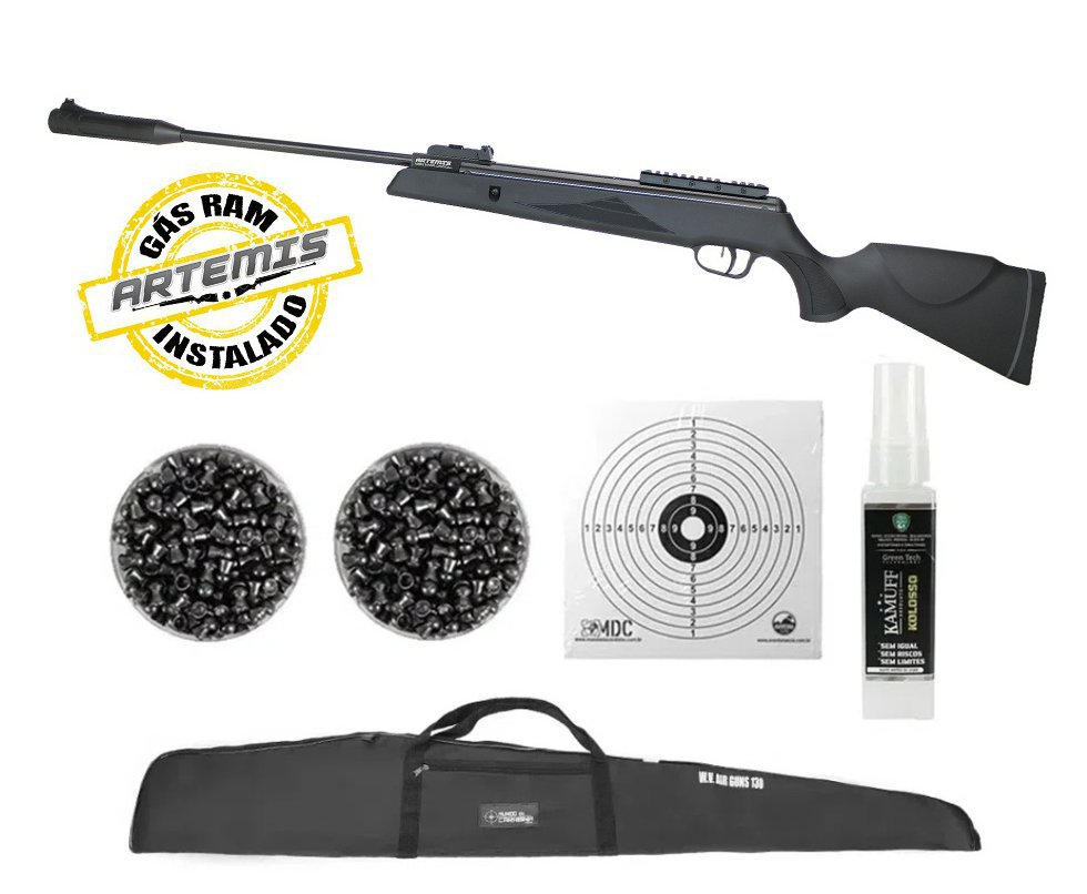 Carabina De Pressão Black Hawk Gas Ram 70kg 5.5mm Artemis + Capa + Chumbinhos