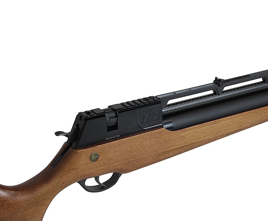 Carabina De Pressão Pcp Rossi R8 G3 Madeira Alto Fluxo STD 5,5mm 8 Tiros 350 M/S + Supressor + Bomba + Luneta + Capa