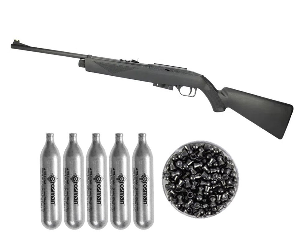 Carabina De Pressão Co2 1077 Repetição 12 Tiros 4,5mm Crosman + CO2 + Munição