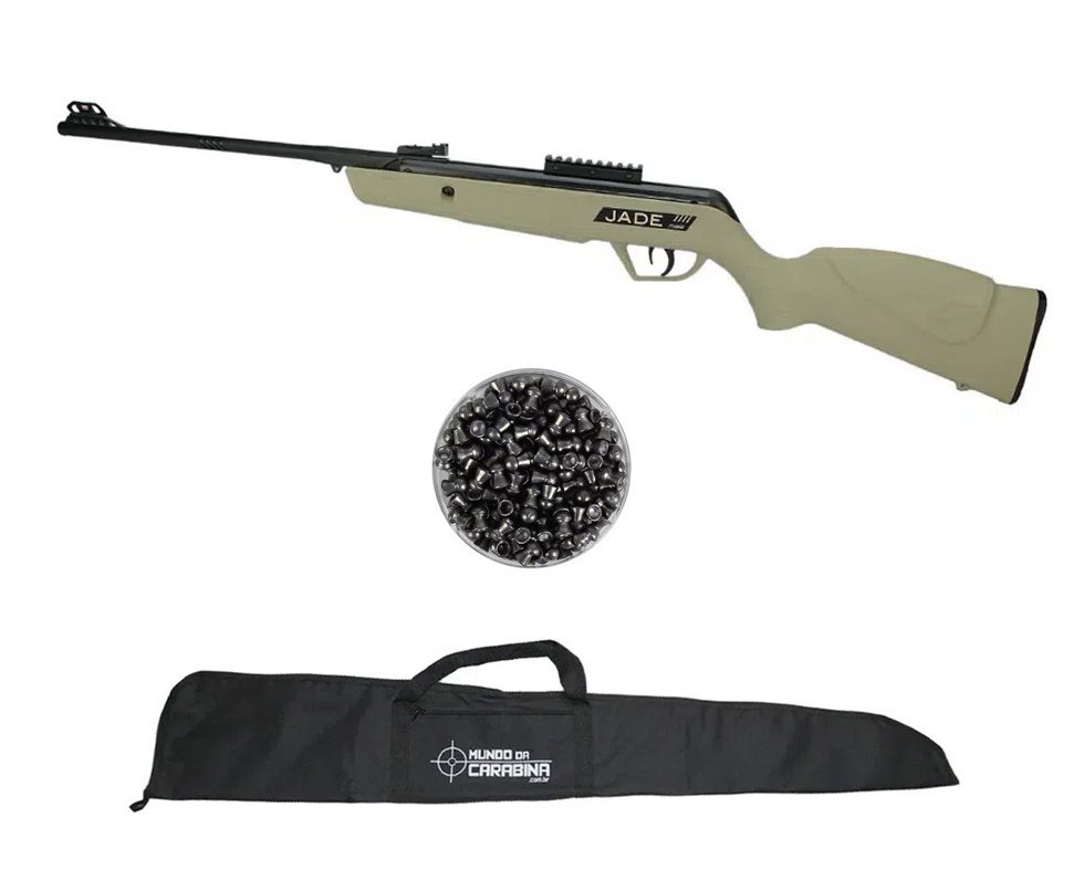 Carabina De Pressão Cbc Jade Mais Oxidada Tan 4,5mm + capa + Chumbinho