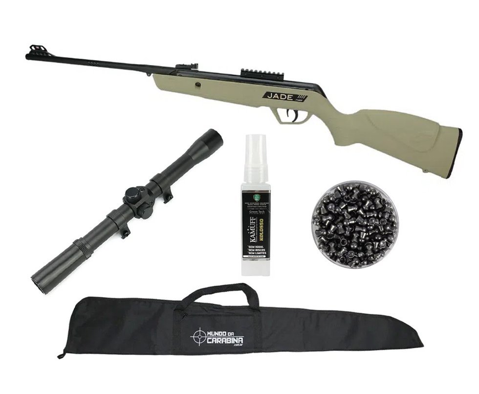Carabina De Pressão Cbc Jade Mais Oxidada Tan 4,5mm + Luneta + Capa + Chumbinho