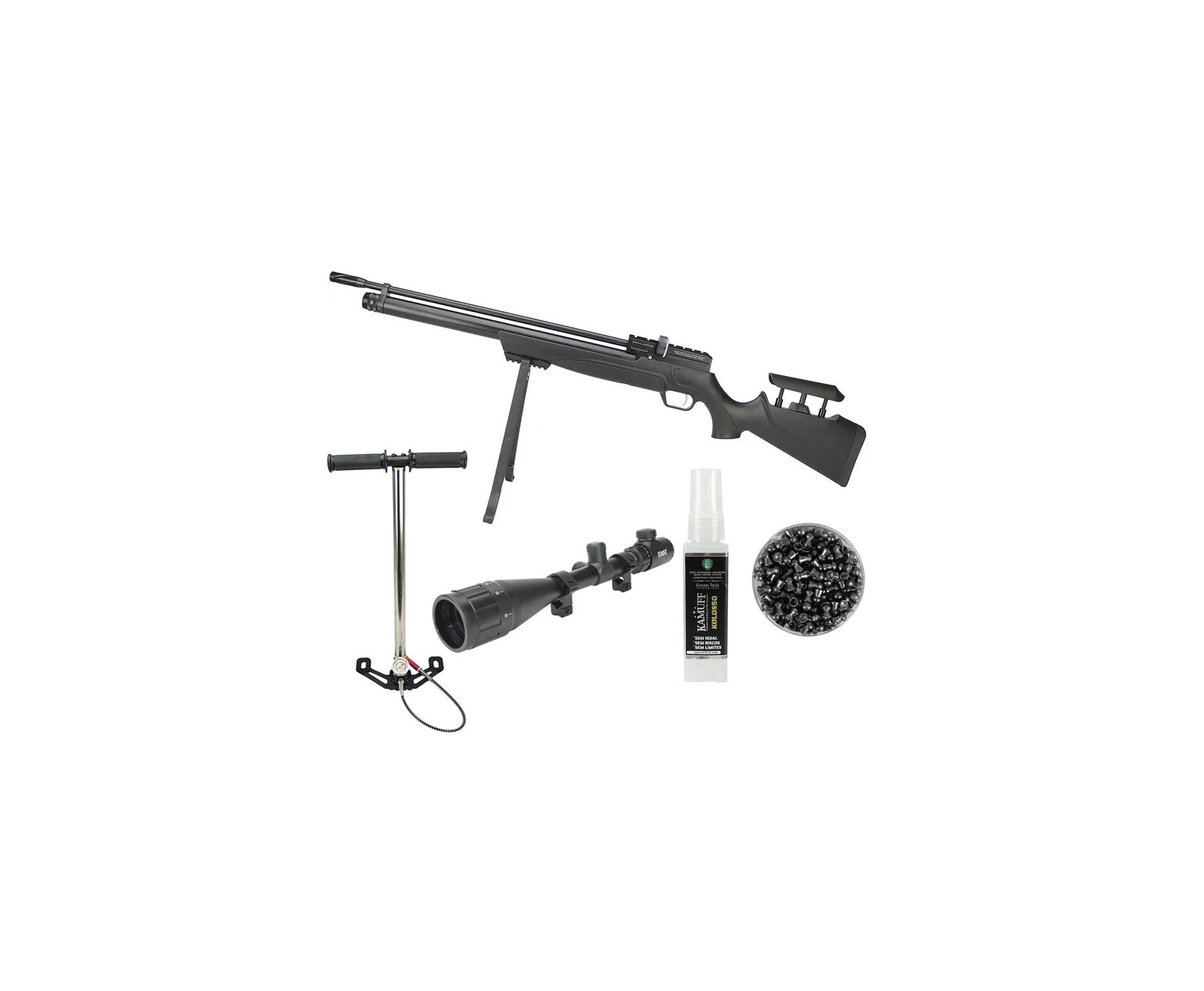 Carabina De Pressão Pcp Puncher Mega S 6.35mm Kral Arms + Luneta 3-9X40 + Bomba