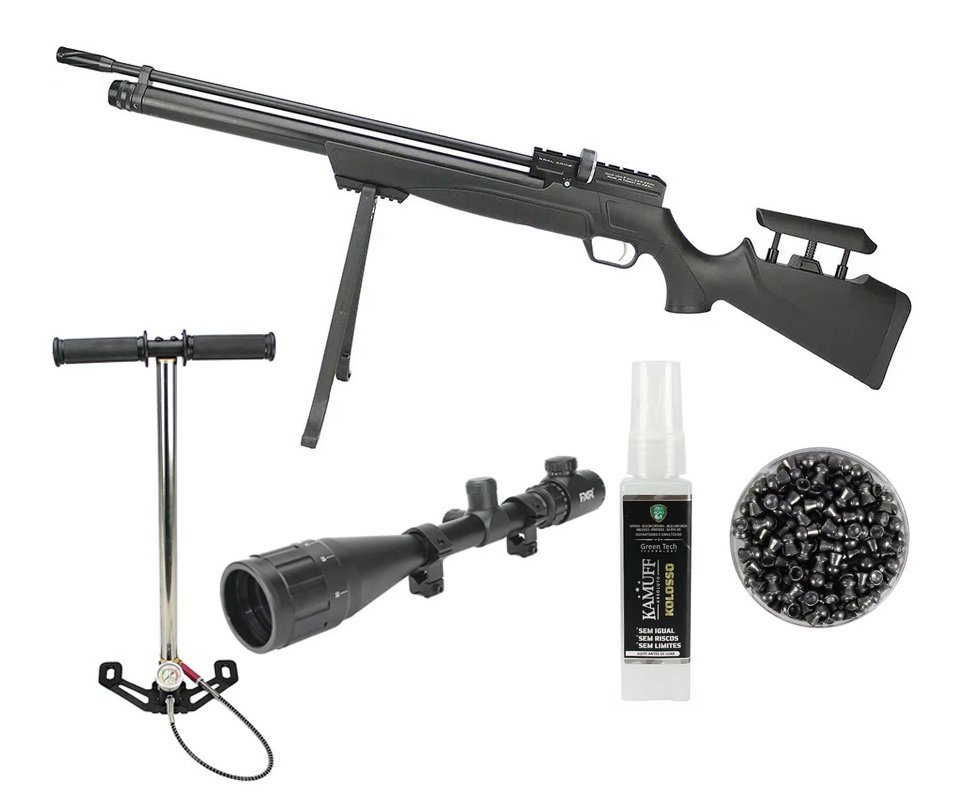 Carabina De Pressão Pcp Puncher Mega S 6.35mm Kral Arms + Luneta 6-24x50 + Bomba