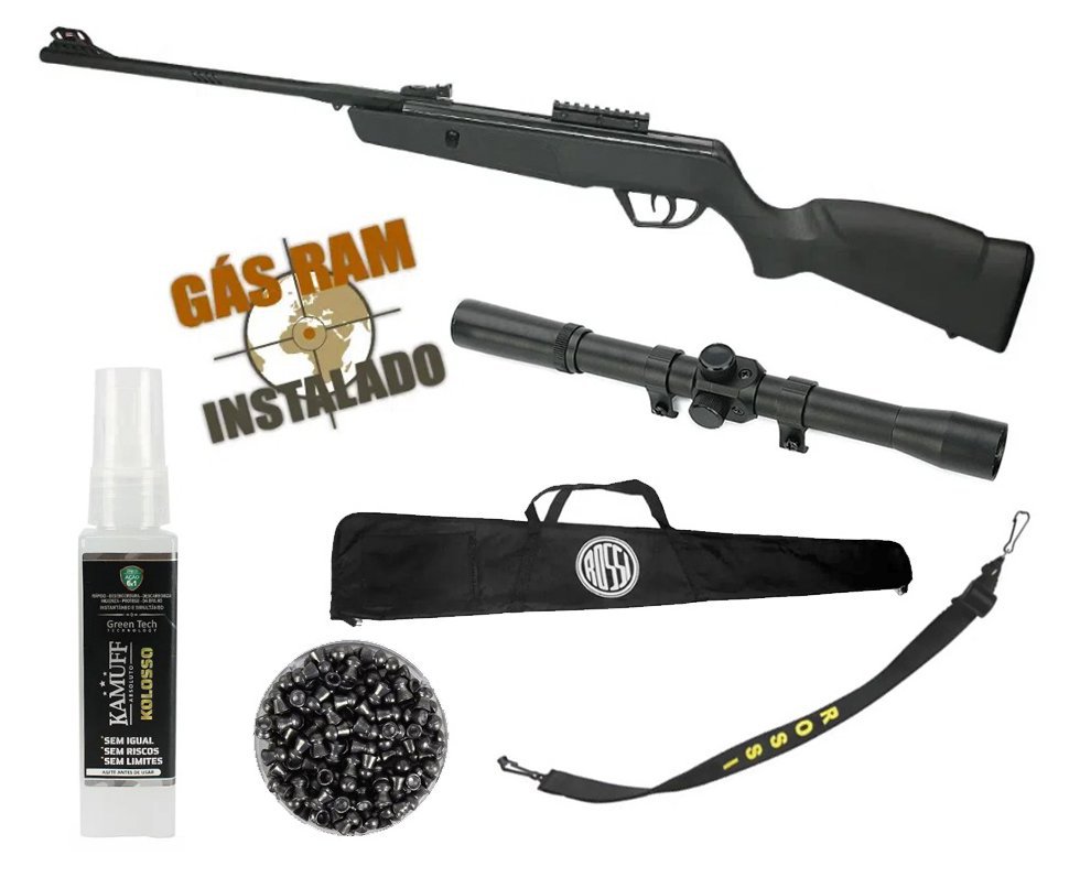 Carabina De Pressão Cbc Jade Mais Precison Cal 4,5 Preta Nitro 45kg + Kit