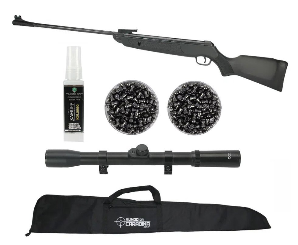 Carabina De Pressão Rossi Dione New Black Sport Polímero 4,5mm + Kit Pro