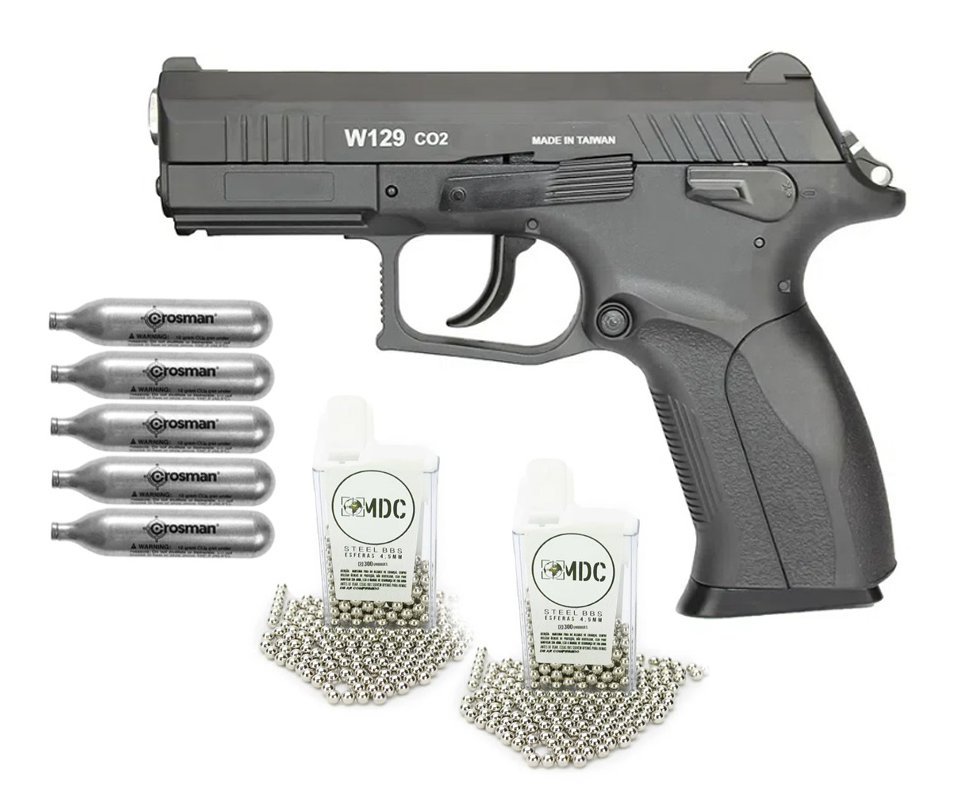 Pistola De Pressão Co2 Blowback Cz300 W129 Wingun 4,5mm + Munição + Co2