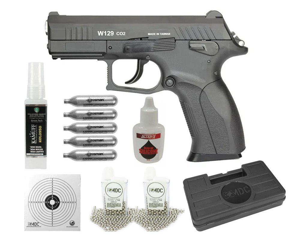 Pistola De Pressão Co2 Blowback Cz300 W129 Wingun 4,5mm + KIT PRO