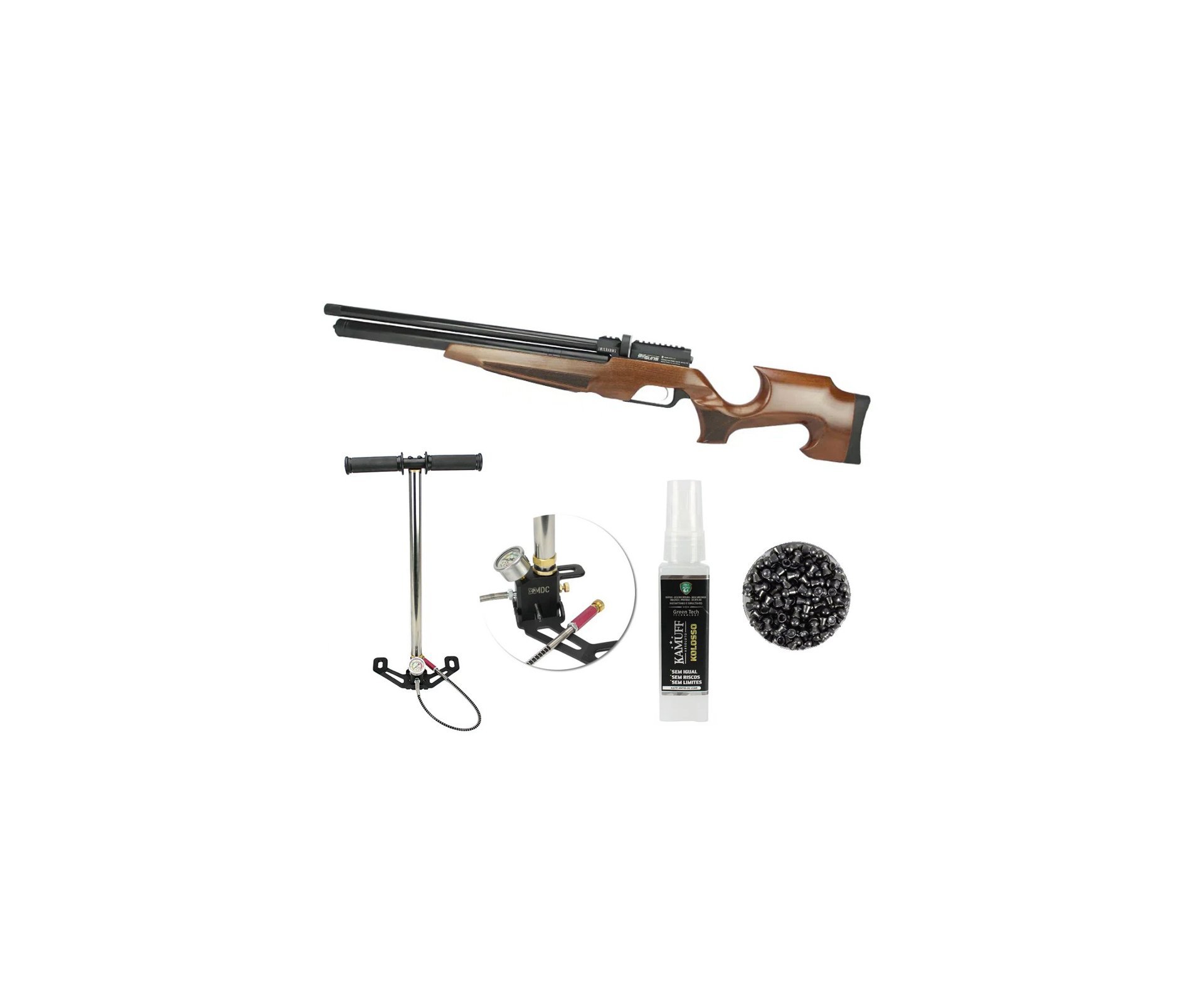 Carabina de Pressão PCP MX9 Sniper Wood Regulated 12 Tiros 5.5mm Aselkon + Bomba + Chumbinho