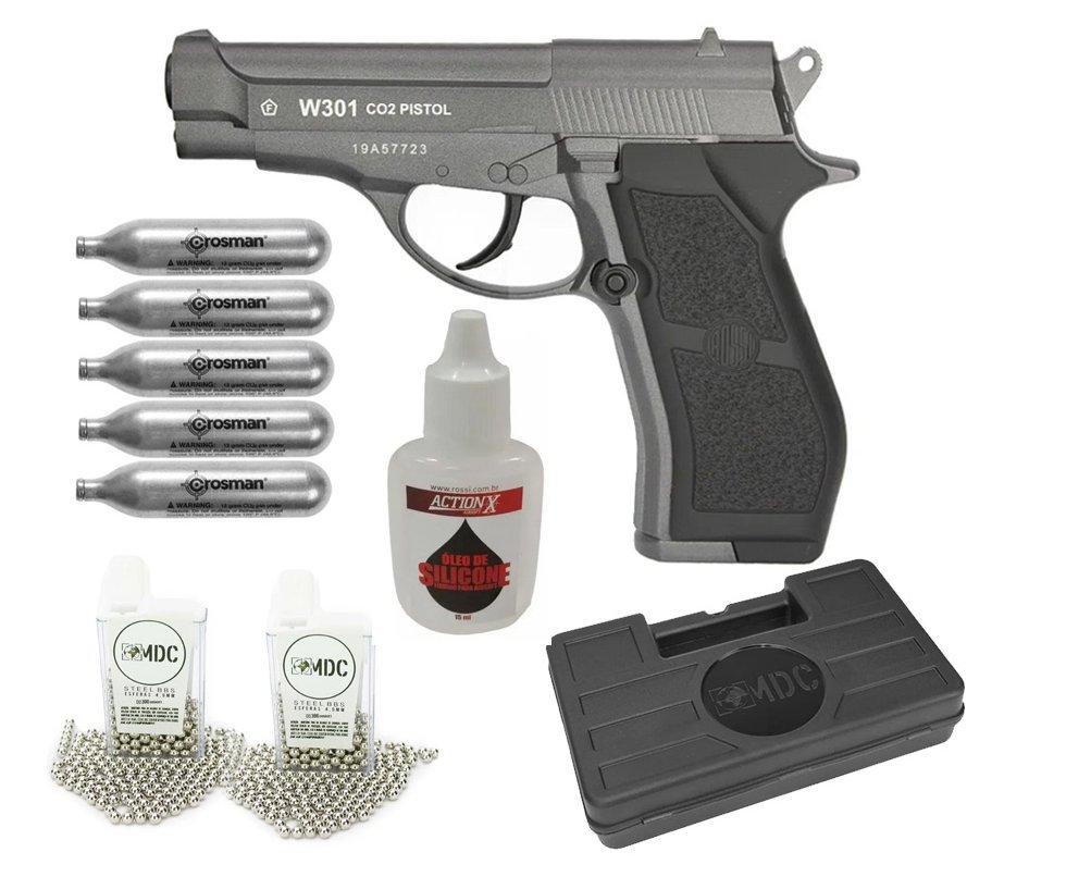 Pistola De Pressão Co2 Full Metal W301 Wingun 4,5mm + KIT