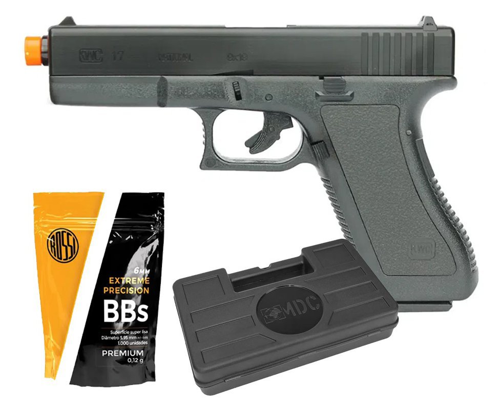 Pistola De Airsoft Glock G17 K17 Spring 6mm + KIT