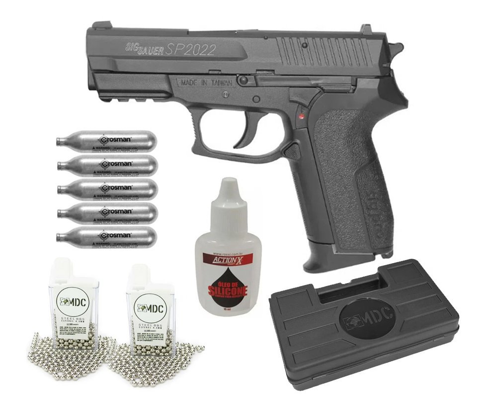 Pistola de Pressão Gas Co2 Sig Sauer SP2022 Cal 4,5mm Cybergun + KIT