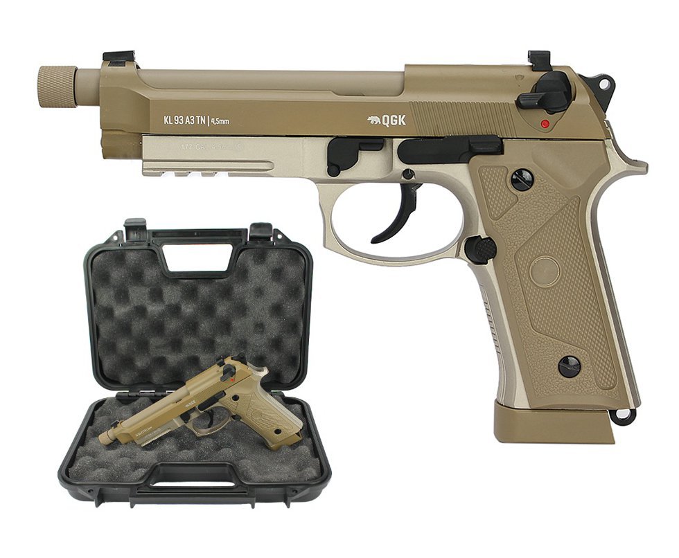 Pistola de Pressão Gás CO2 KL93 Beretta M9 A3 TN Full Metal Blowback 4,5mm QGK