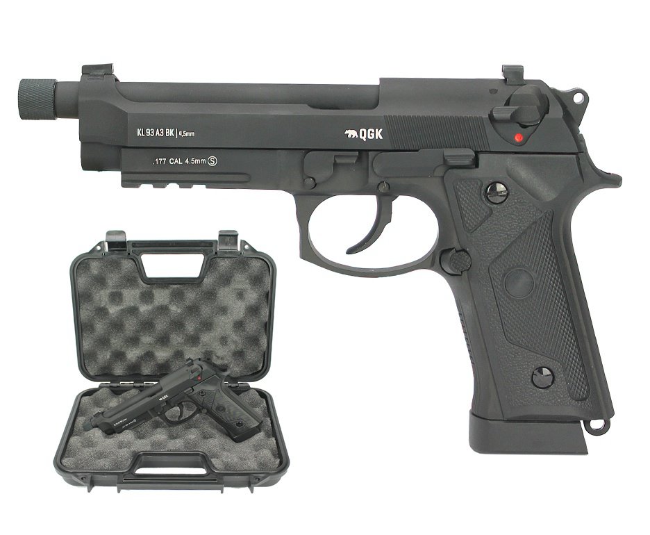 Pistola de Pressão Gás CO2 KL93 Beretta M9 A3 Black Full Metal GBB Blowback 4,5mm QGK
