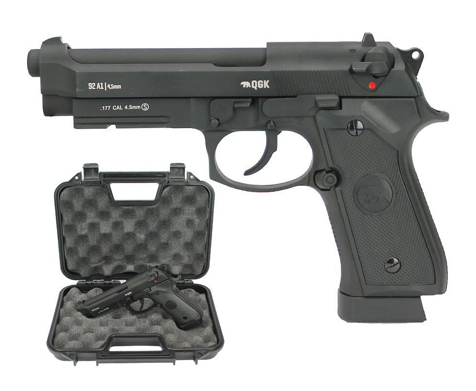 Pistola de Pressão CO2 GBB M92 A1 Full Metal Blowback 4.5mm + Case - QGK