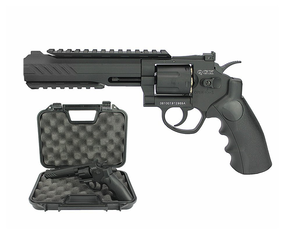 Revólver Pressão Airguns CO2 Titan 6" Black Full Metal 6mm esfera aço - QGK