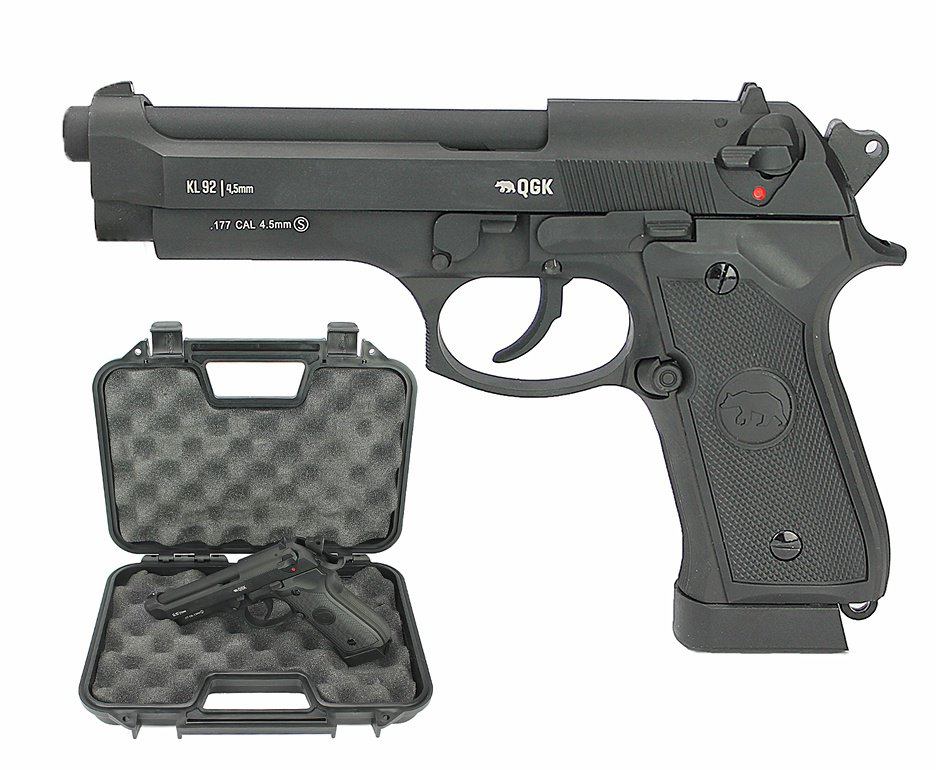 Pistola de Pressão Gás CO2 KL92 M92 Beretta Full Metal Blowback 4,5mm QGK