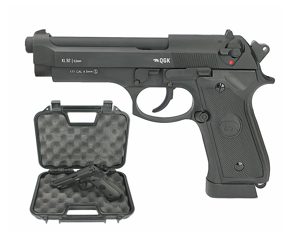 Pistola de Pressão Gás CO2 KL92 M92 Beretta Full Metal Blowback 4,5mm QGK