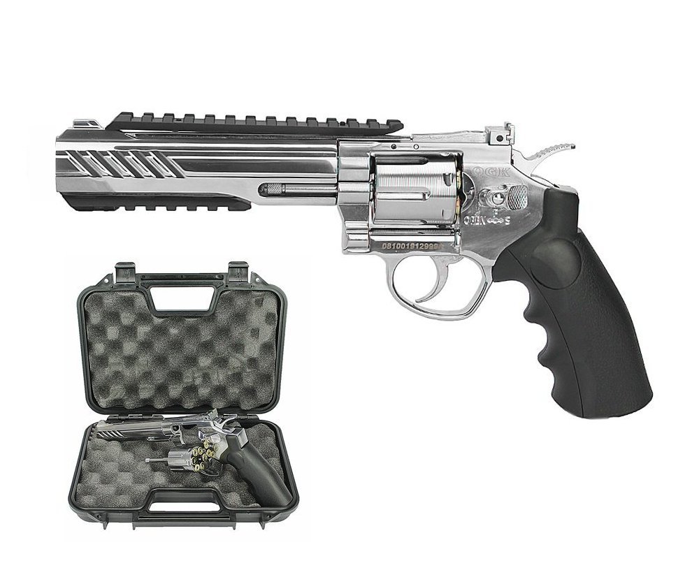 Revólver Pressão Gás CO2 Titan 6" Inox S Full Metal Esferas de aço 6mm QGK