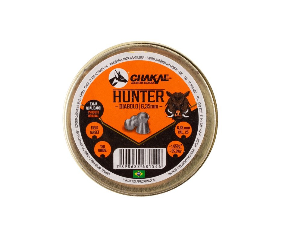Chumbinho de Pressão Hunter Diabolo 6,35 mm - Chakal