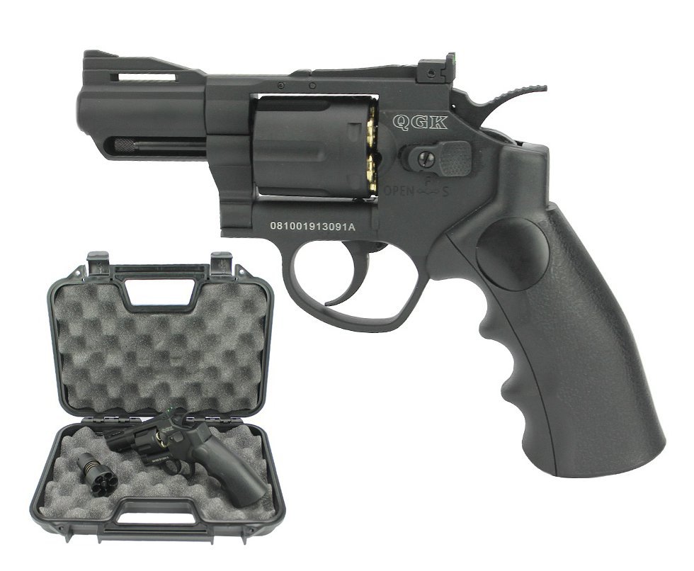 Revólver de Pressão Gás CO2 Titan 2.5 BK Full Metal 6 tiros 6mm esferas aço QGK