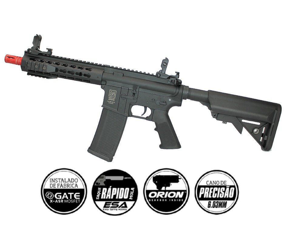 Rifle de Airsoft M4 Carbine keymod Sa-E08 Black Linha Edge E-Series - Specna Arms