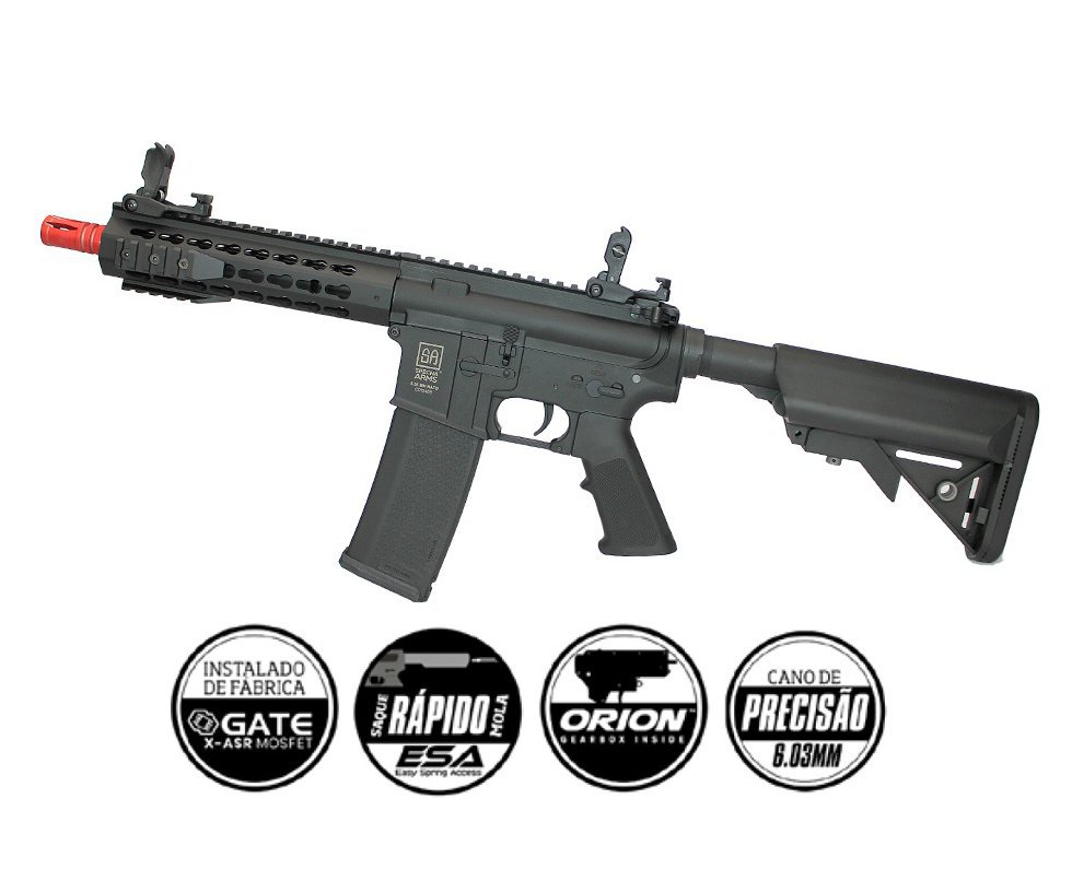 Rifle de Airsoft M4 Carbine keymod Sa-E08 Black Linha Edge E-Series - Specna Arms