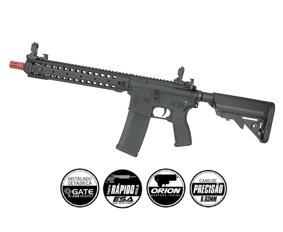 Rifle de Airsoft AEG Full Metal M4 Long SA-E06 Black Edge E-Series Mosfet - Specna Arms