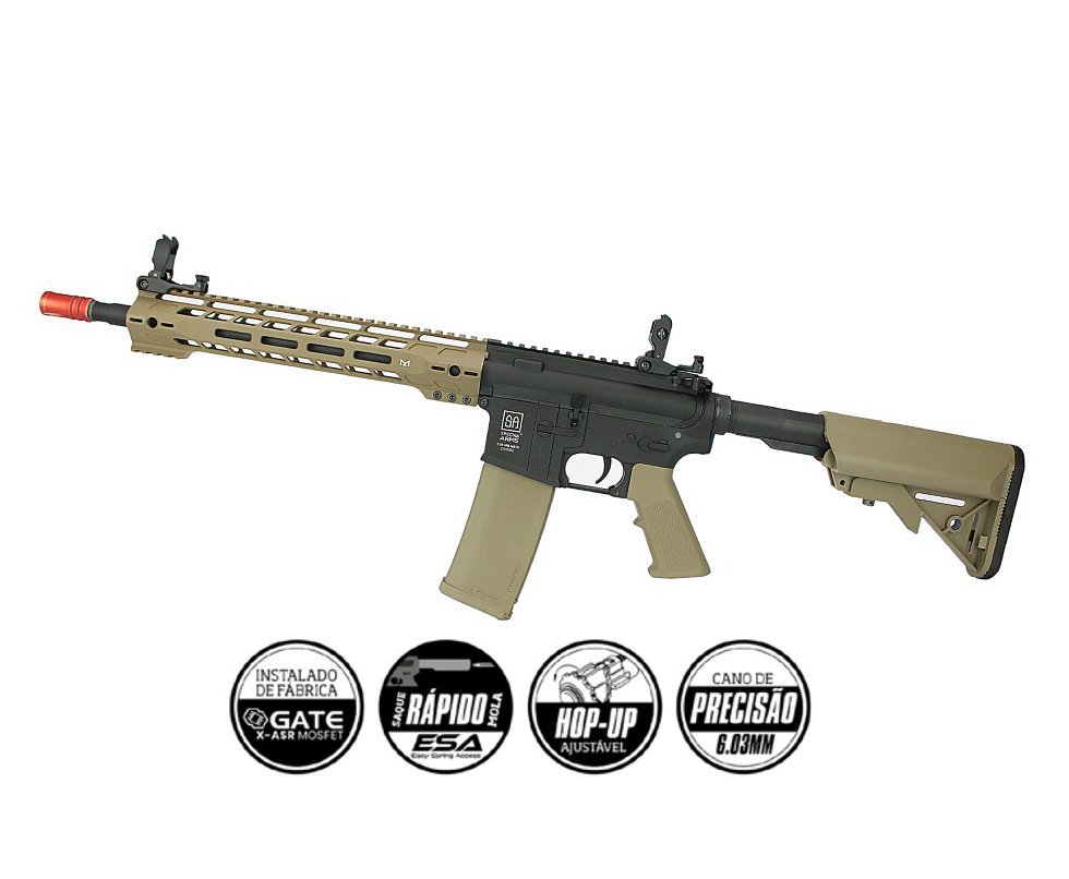 Rifle de Airsoft M4 Carbine Long M-LOK SA-C14 Half Black/Tan Linha Core C-Series - Specna Arms