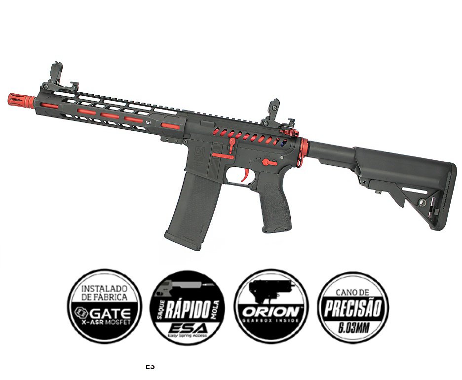Rifle de Airsoft AEG M4 Carbine Red Edition M-Lok SA-E39 Black Linha Edge E-Series - Specna Arms