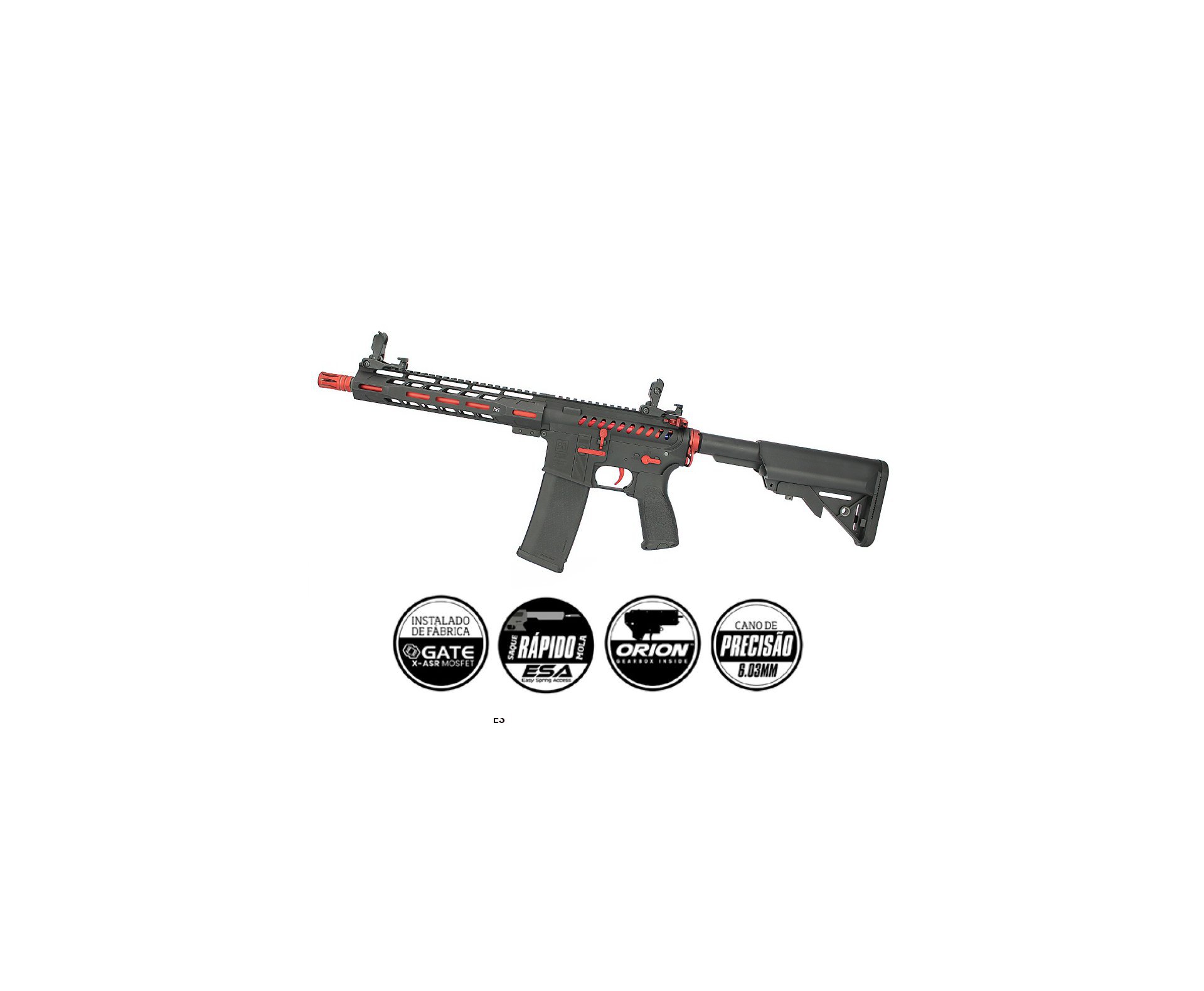 Artefato de Airsoft Aeg M4 Carbine Red Edition M-Lok Sa-E39 Black Linha Edge E-Series - Specna Arms