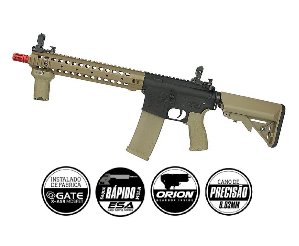 Rifle de Airsoft AEG Full Metal M4 Carbine Long SA-E06 Half Black/Tan Edge E-Series - Specna Arms
