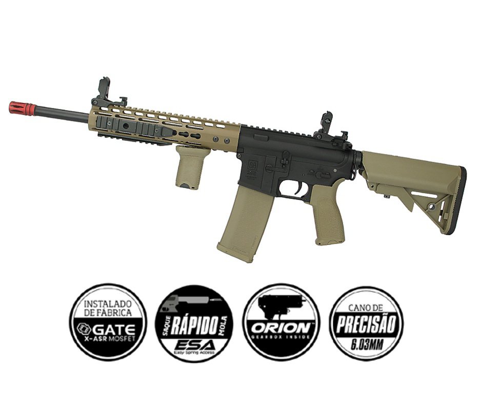 Rifle de Airsoft AEG M4 Carbine Long keymod SA-E09 Half Black/Tan Edge E-Series - Specna Arms