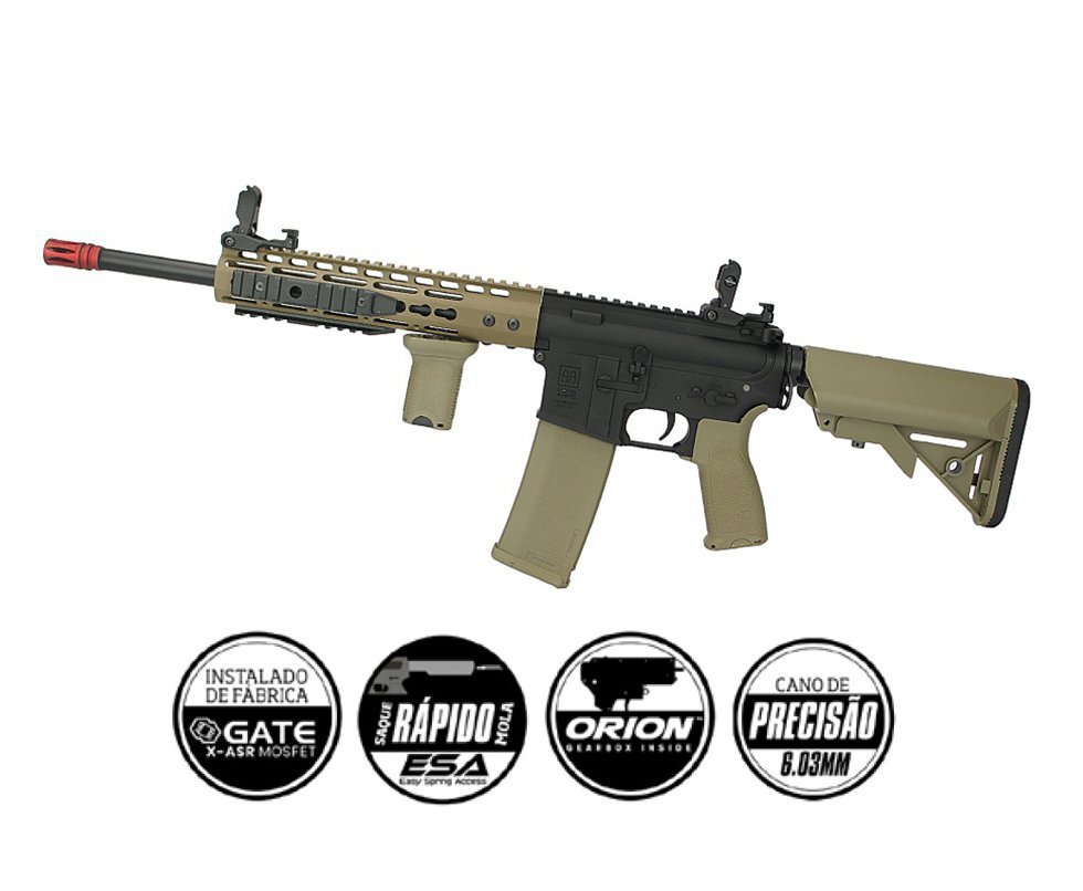 Rifle de Airsoft AEG M4 Carbine Long keymod SA-E09 Half Black/Tan Edge E-Series - Specna Arms