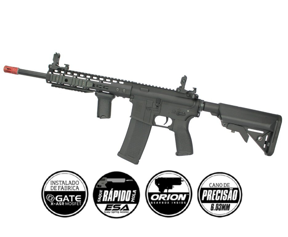 Rifle de Airsoft AEG M4 Carbine Long keymod SA-E09 Black Edge E-Series - Specna Arms