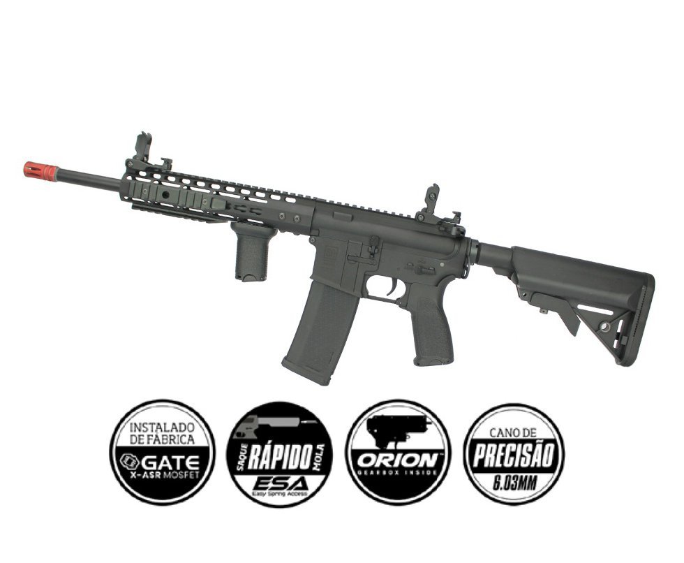 Artefato de Airsoft Aeg M4 Carbine Long keymod Sa-E09 Black Edge E-Series - Specna Arms